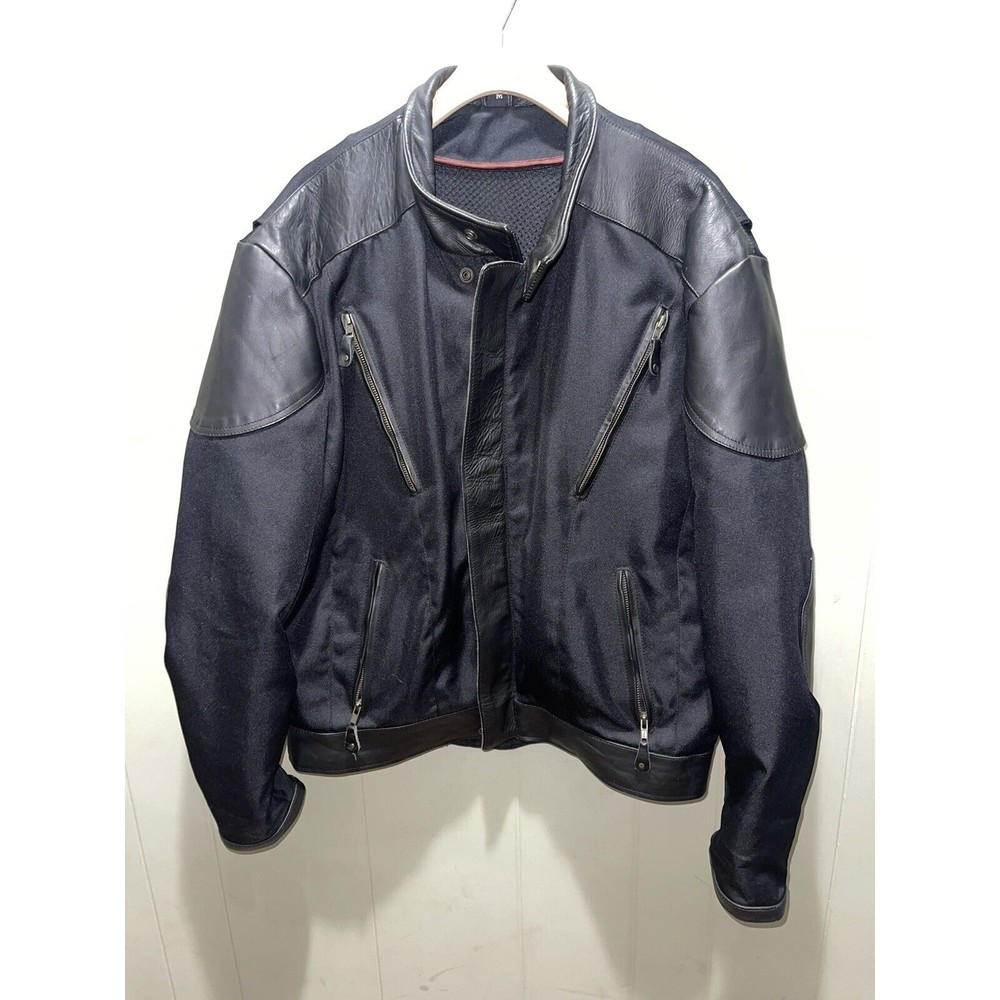 Jamin Leather Motorcycle Black Vented Jacket With Padded Tail Sz Med
